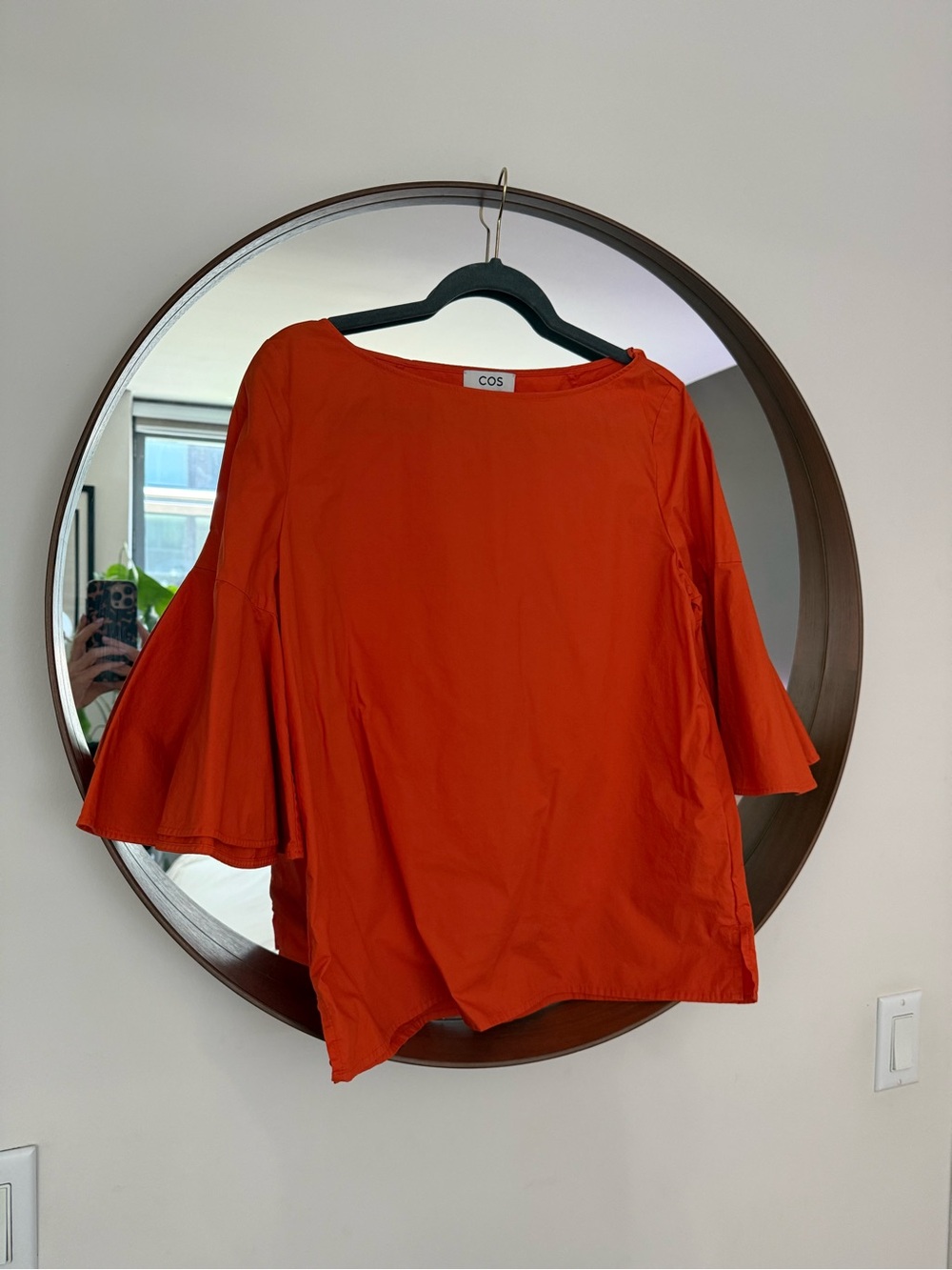 COS Women's Bright Orange Bell-Sleeve Blouse